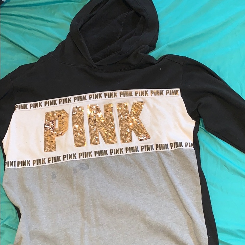 Pink Sequin Pullover Hoodie